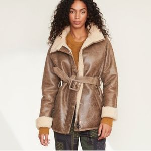 Veronica Beard Bonny Leather Coat